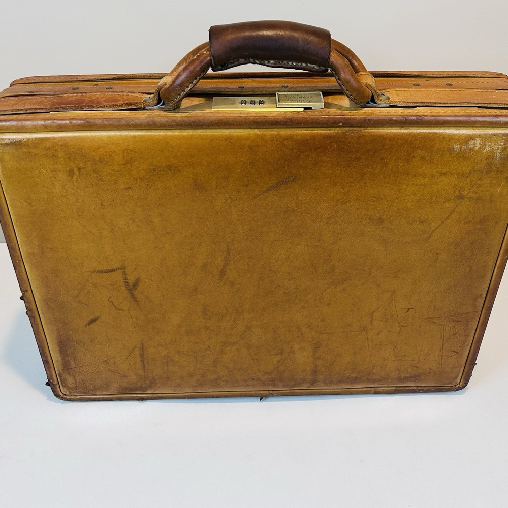 Vintage Hartmann Luggage Belting Leather Hard-Top Briefcase Bag 18.5x14x5